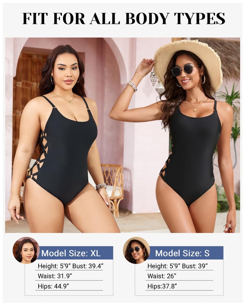 Tempt Me Women Black One Piece Bathing Suit Crisscross Lace Up Sexy Swimsuits XL - Image 4
